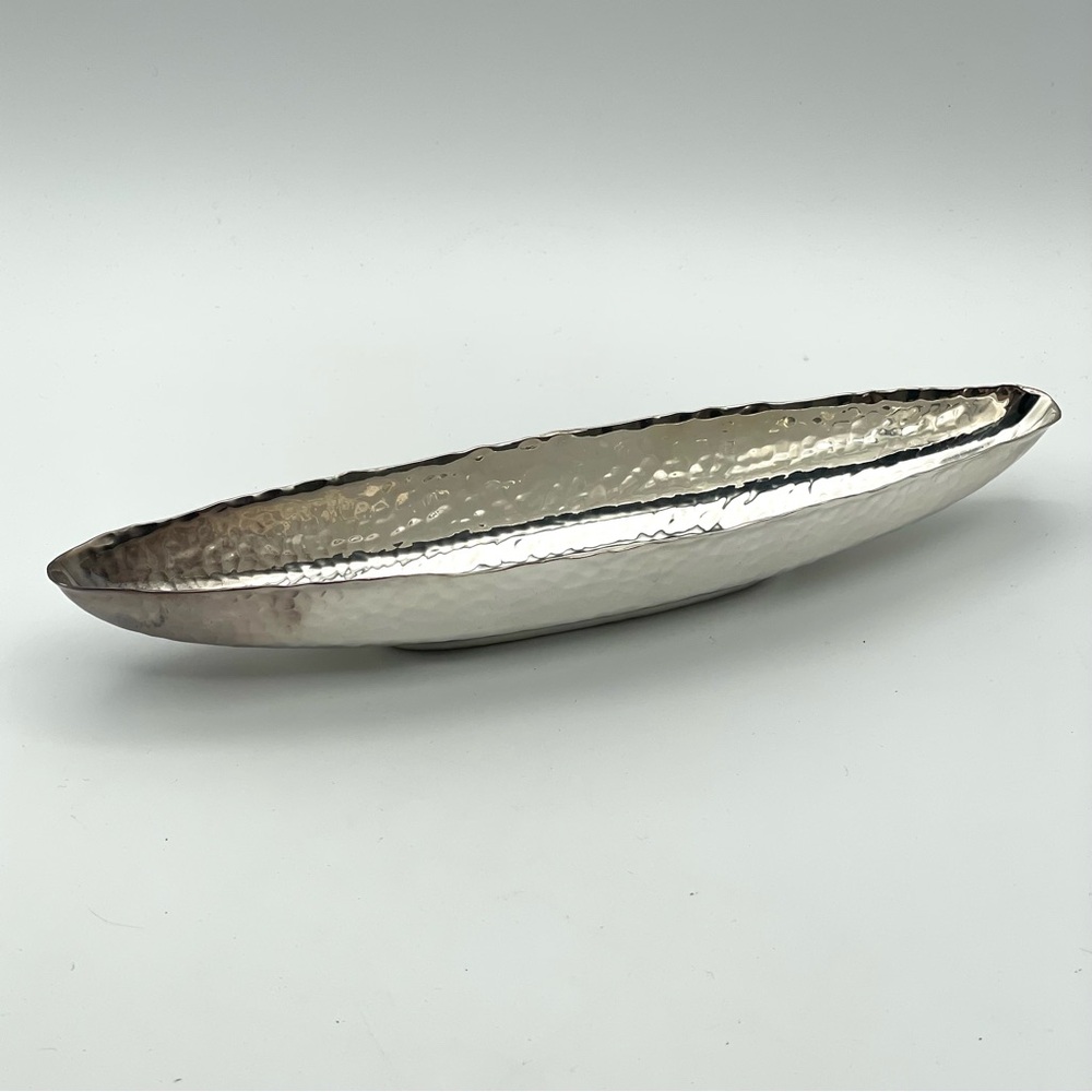 Vintage Hammered Silver Canoe Serving Dish